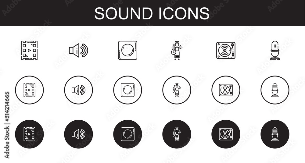 Sticker sound icons set