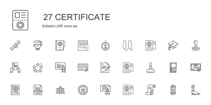 certificate icons set