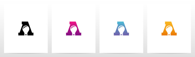 Obraz na płótnie Canvas Lightbulb On Letter Logo Design A