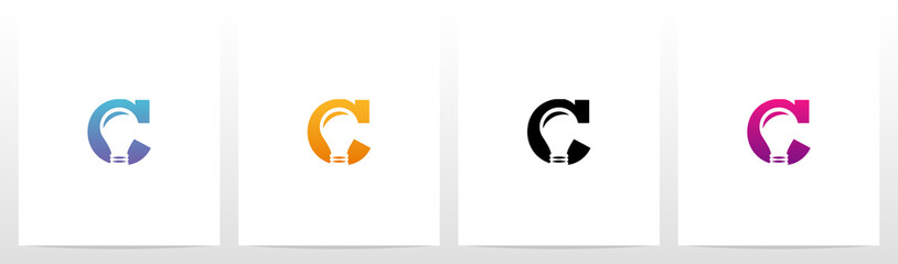 Lightbulb On Letter Logo Design C
