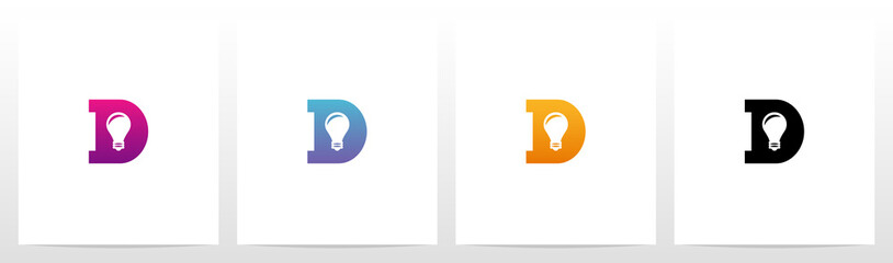 Lightbulb On Letter Logo Design D