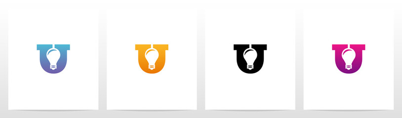 Lightbulb On Letter Logo Design U © recehan