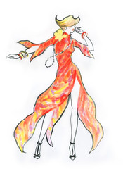 beautiful woman. fashion illustration. watercolor painting