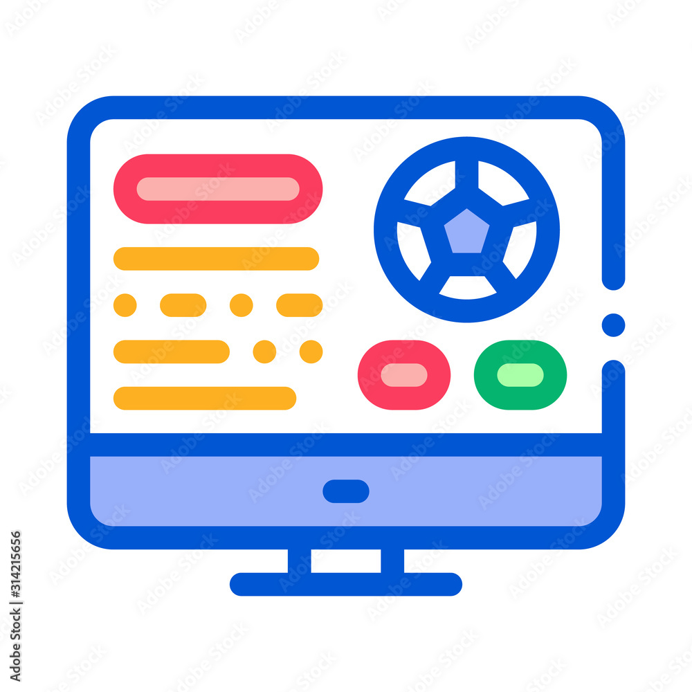 Poster soccer website on screen icon vector. outline soccer website on screen sign. isolated contour symbol