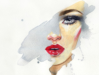 beautiful woman. fashion illustration. watercolor painting
