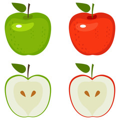 Apple set isolated on white background. Vector illustration.