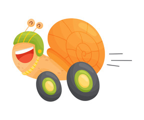 Fast Snail With Wheels Cartoon Vector Illustration © Happypictures
