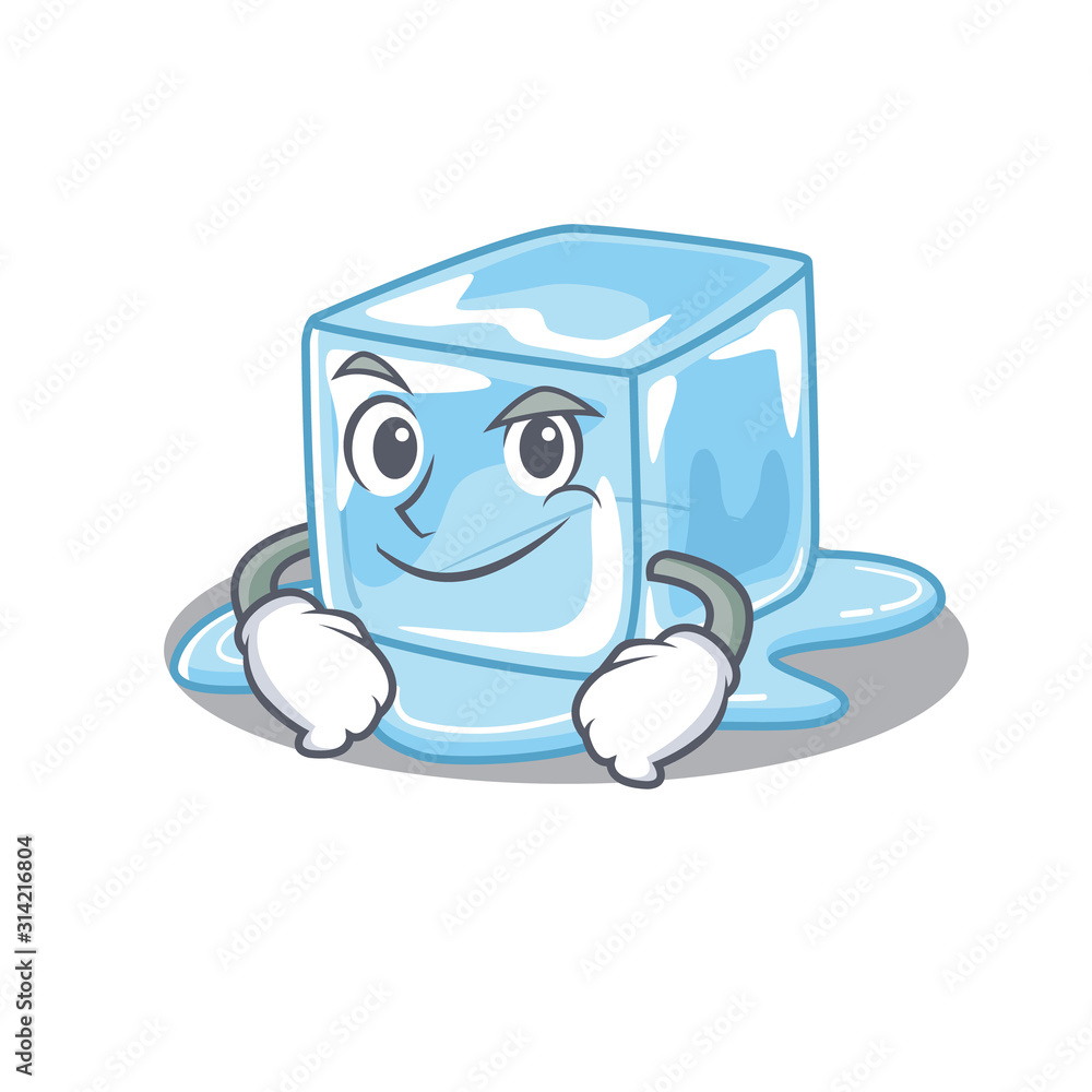 Poster Cool ice cube mascot character with Smirking face