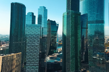 complex of skyscrapers Moscow City. Modern construction in Mosco