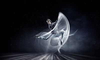 Dance is her passion . Mixed media