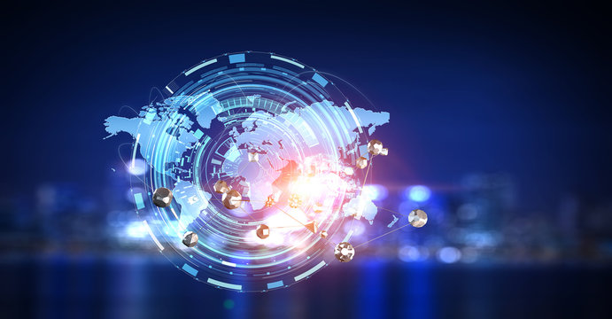 Innovative technology background . Mixed media