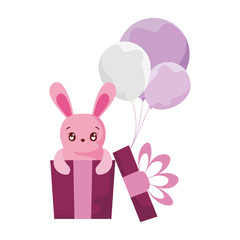 Cute rabbit cartoon inside gift vector design