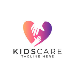 Kids Care Logo Design Vector Template 