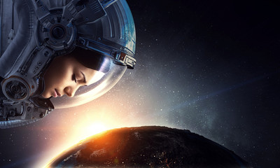 Exploring outer space. Mixed media