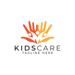 Kids Care Logo Design Vector Template 