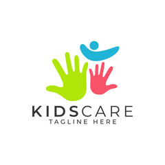 Kids Care Logo Design Vector Template 