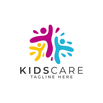Kids Care Logo Design Vector Template 