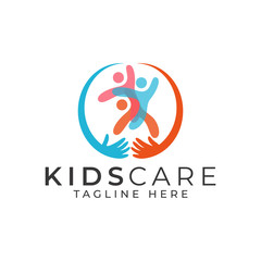 Kids Care Logo Design Vector Template 