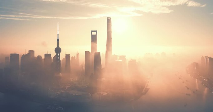 Hyperlapse of Shanghai at sunrise