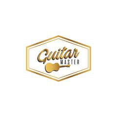 Acoustic Guitar Logo Design Images Stock Vectors