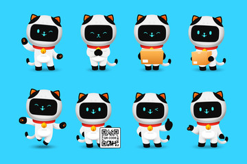Collection of Cute cat robot character