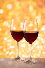 イルミネーションと赤ワイン