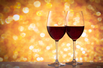 イルミネーションと赤ワイン