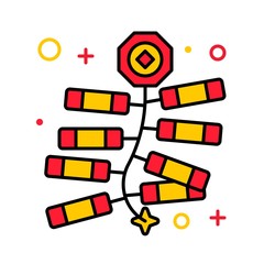 Firecracker vector, Chinese New year filled icon