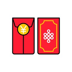 Red envelope vector, Chinese New year filled icon