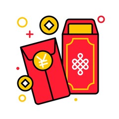 Red envelope vector, Chinese New year filled icon