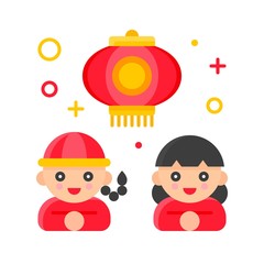Chinese people greeting, Chinese New year flat icon