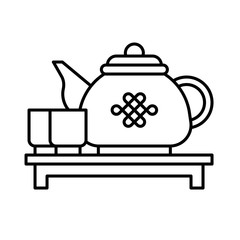 Teapot vector, Chinese New year line icon
