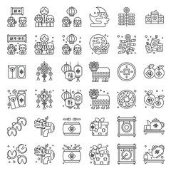 Chinese New year related icon set, line style