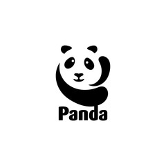 Panda Silhouette Logo Design Vector Template