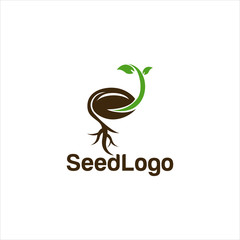 Fototapeta premium Growing Seed Logo Designs Vector Seed Stock Vector 