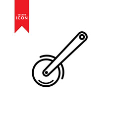 Slicer pizza icon vector. Pizza cutting icon illustration. Simple design on white background.