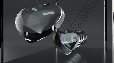 glass heart 3d shape physics