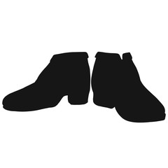 pair of men's shoes with heels, black silhouette