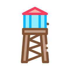 Fire Tower With Water Icon Vector. Outline Fire Tower With Water Sign. Isolated Contour Symbol Illustration