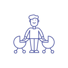 Father with baby strollers vector design