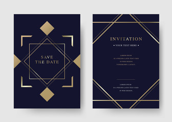 Set of vintage luxury dark and gold vector invitation card