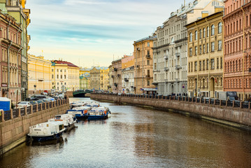 Moika's  Embankment, river in  Saint Petersburg.  Russia.