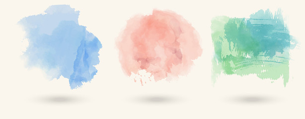 Vector watercolor stains on isolated white background set