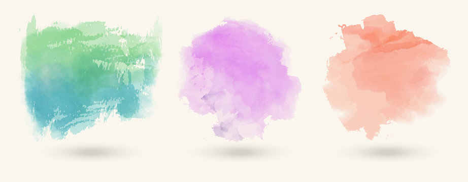 Vector watercolor stains on isolated white background set
