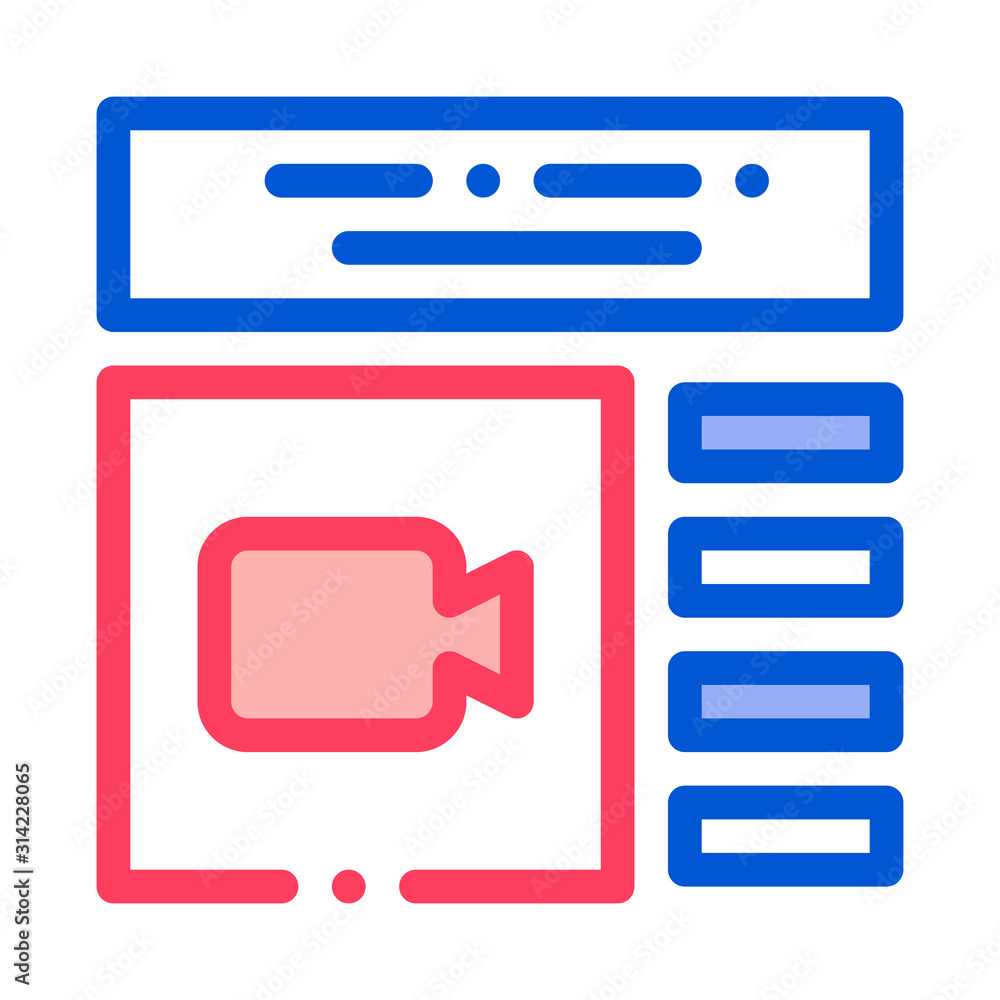 Poster web site for watch video icon vector. outline web site for watch video sign. isolated contour symbol