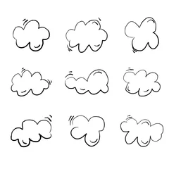 Zelfklevend Fotobehang Set of clouds in hand drawn vintage retro style isolated on white background.vector illustration © PidcoArt