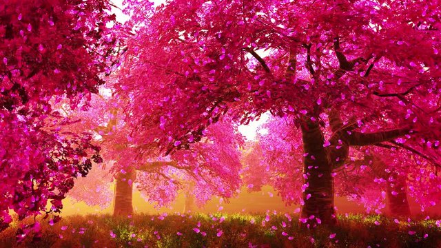 4K Cherry Blossoms Magic Garden Seamless Looping Animation