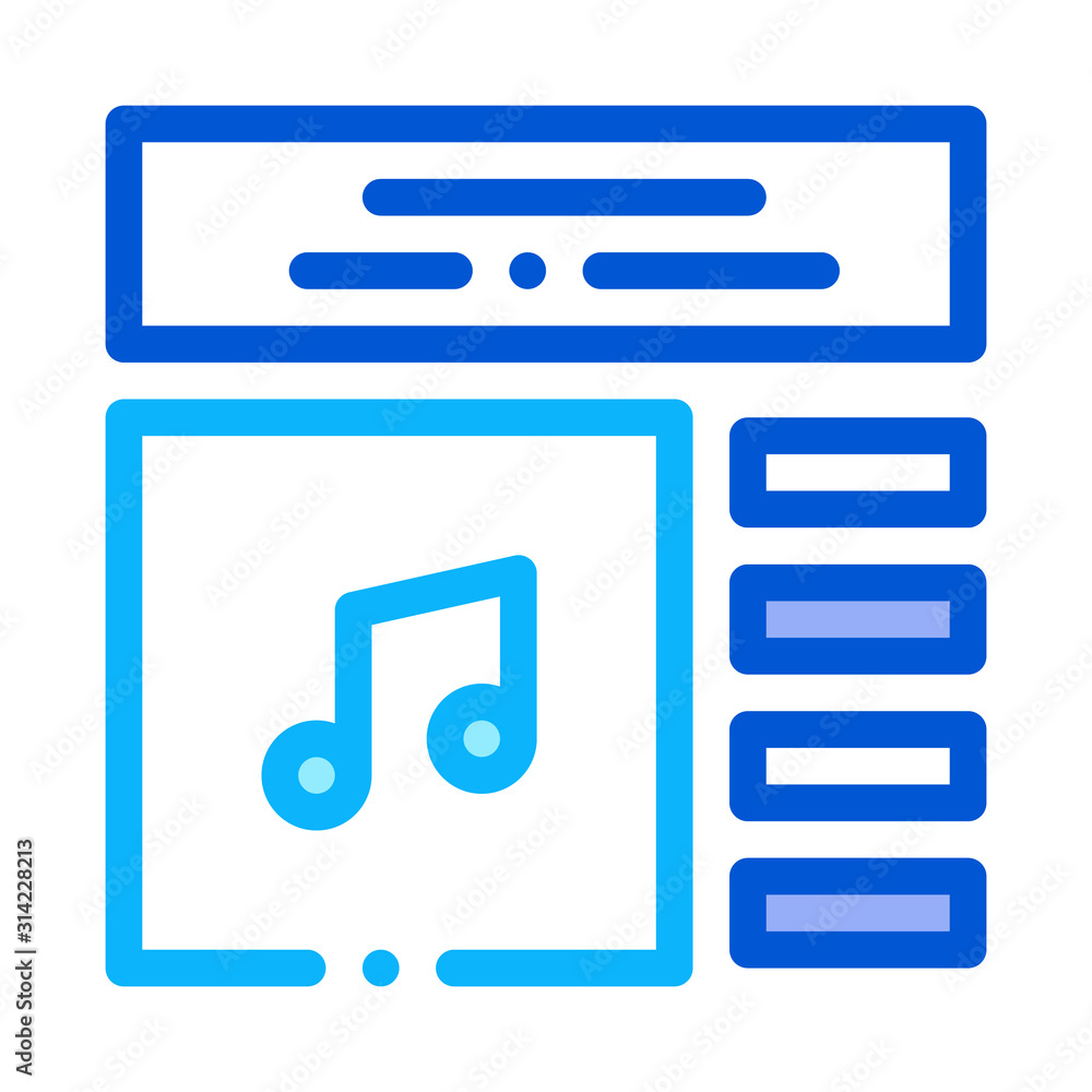 Poster internet music play list icon vector. outline internet music play list sign. isolated contour symbol