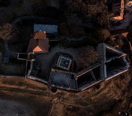 Top Down shot of an old castle ruin in germany, Leuchtenberg