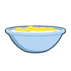 Cereal and milk in a bow flat icon